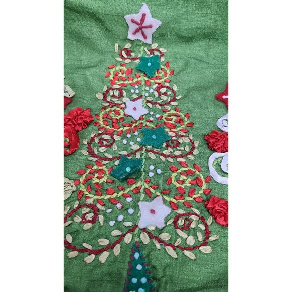 Pier 1 Imports Green Christmas Tree Ribbon Table Runner - Picture 4 of 8